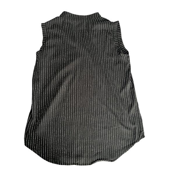 Amaryllis Black With White V-Neck Sleeveless Pullover Tank Top Blouse Size XL - Picture 2 of 3